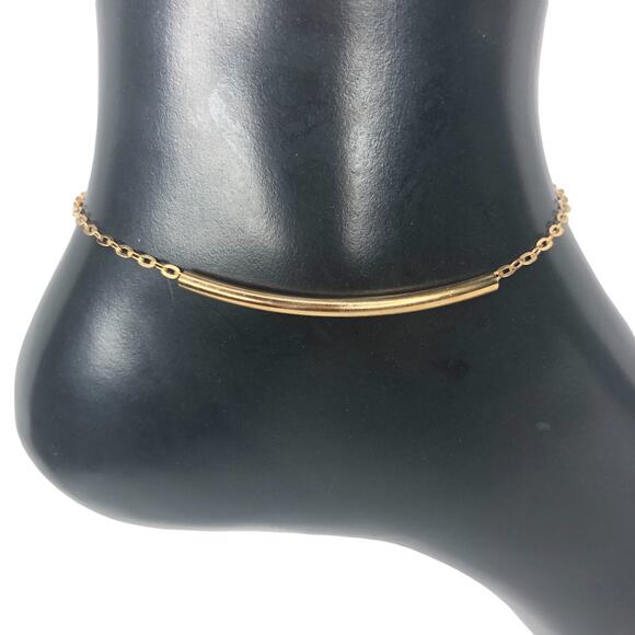 Gold Sliding Bar Charm Anklet - Picture 3 of 4